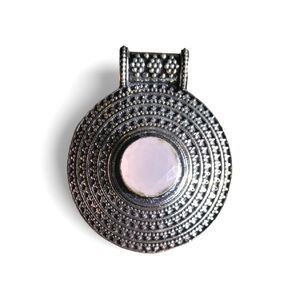 Pink Chalcedony Silver Plated Pendant